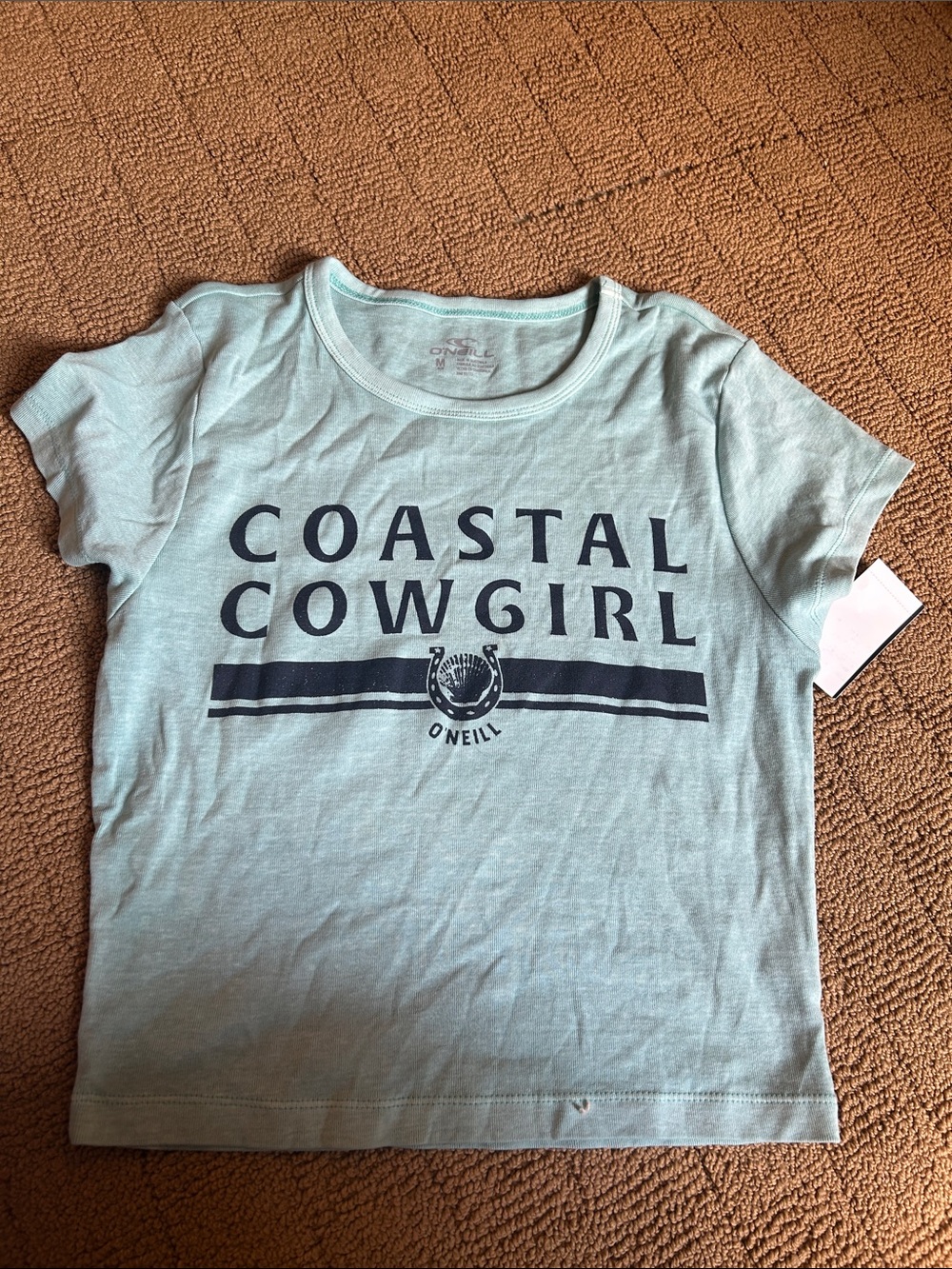 O'Neill Light Seafoam 'Coastal Cowgirl' Tee with Navy Print